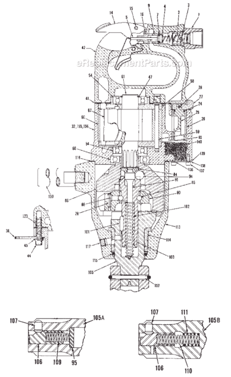 Page A Diagram and Parts List for CP0610 T018042 Chicago Pneumatic Wrench